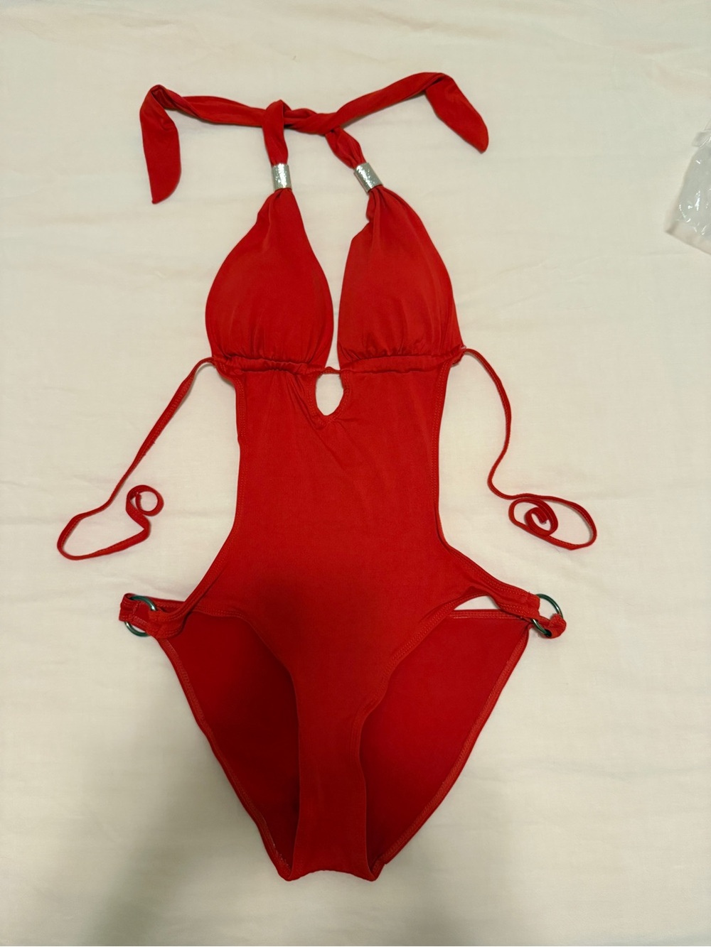 New Red Halter One-Piece Swimsuit - Classic Cut, S
